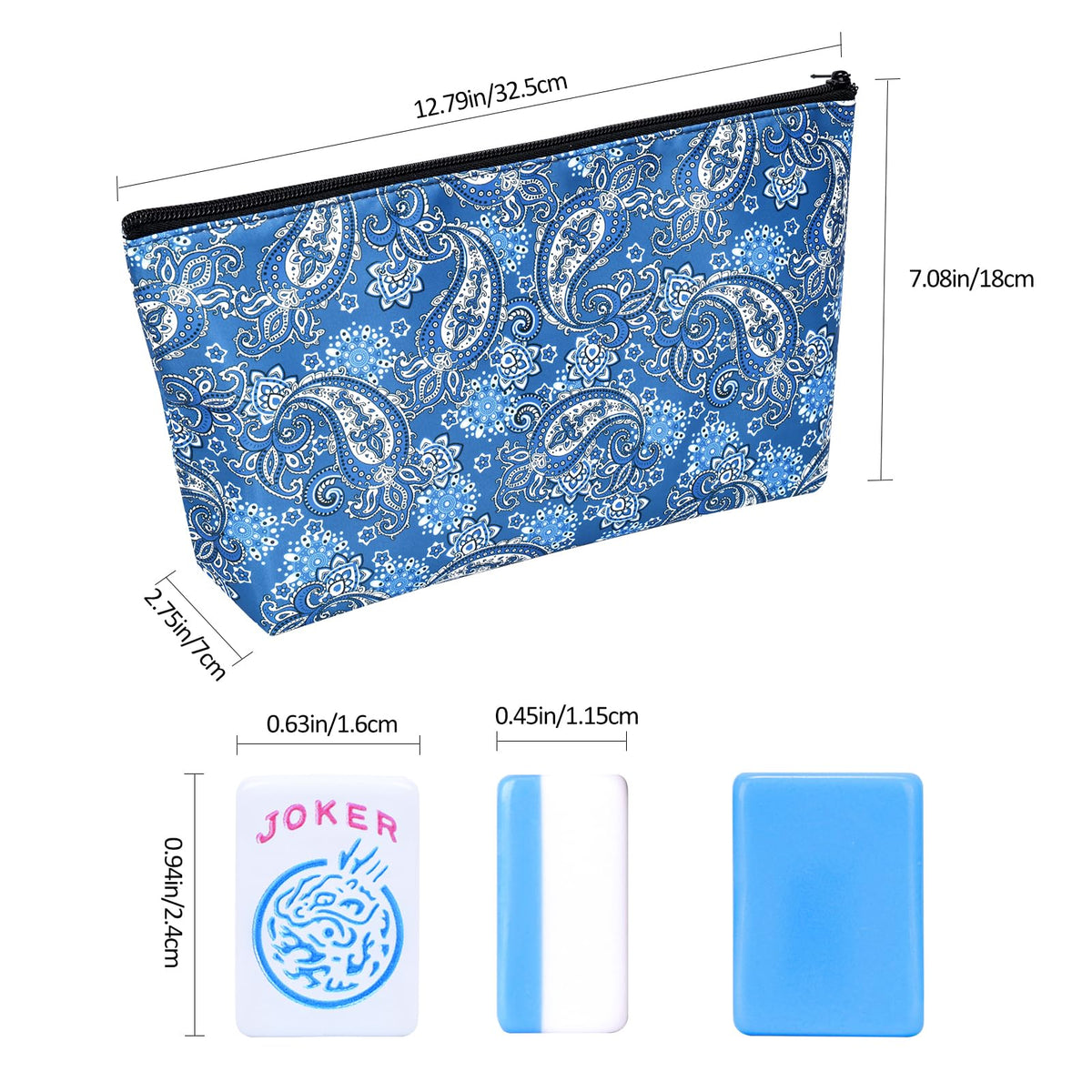 Mini Mahjong Set with 166 Blue Tiles, 4 Racks & Bag R407178