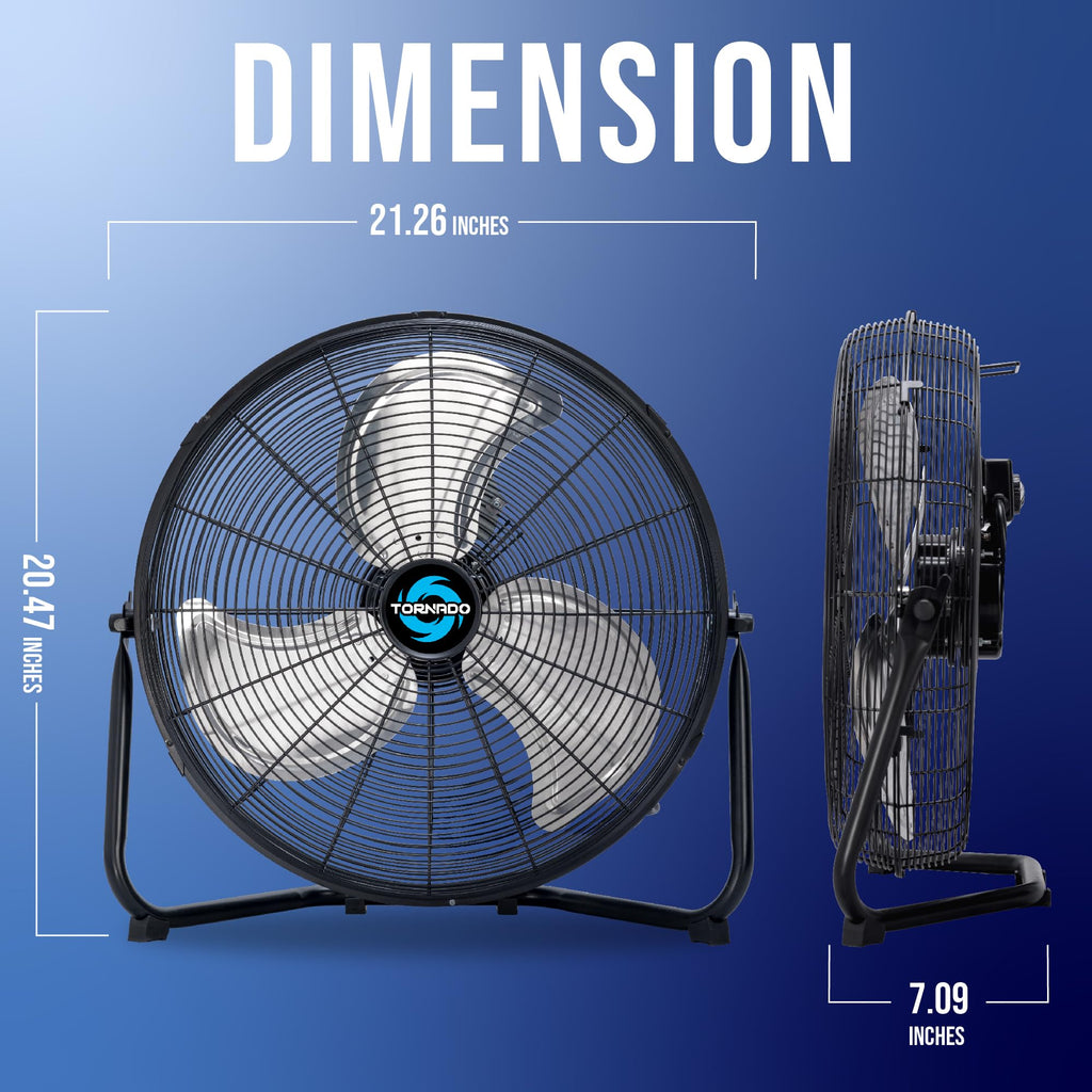 18" and 20" High Velocity Metal Floor Fans, 3-Speed S465