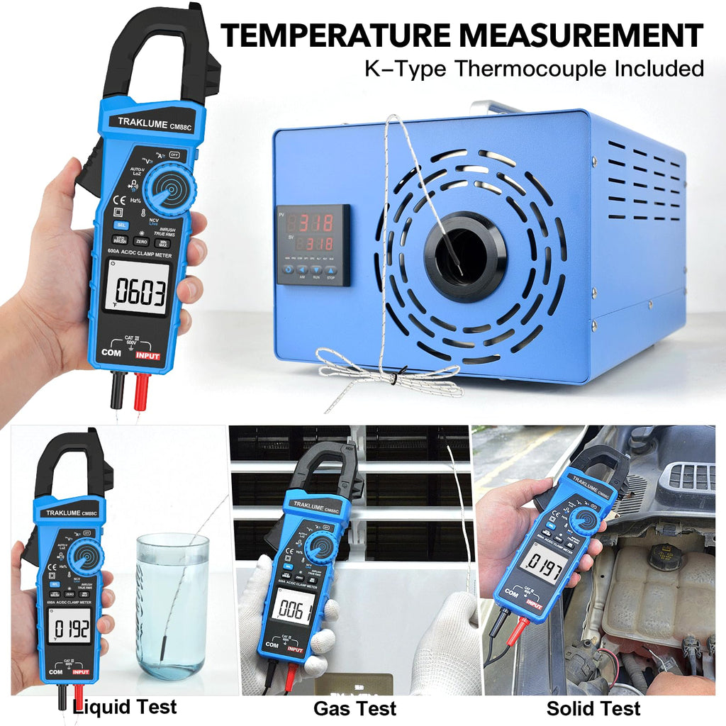 600A AC/DC TRMS Clamp Meter Multimeter U4985