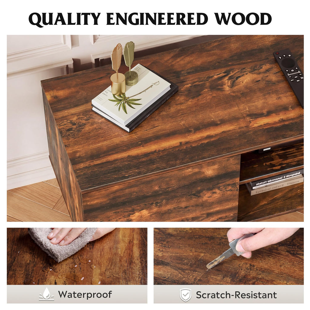 TV Stand with 2 Cabinets Storage & Adjustable Shelf B61337