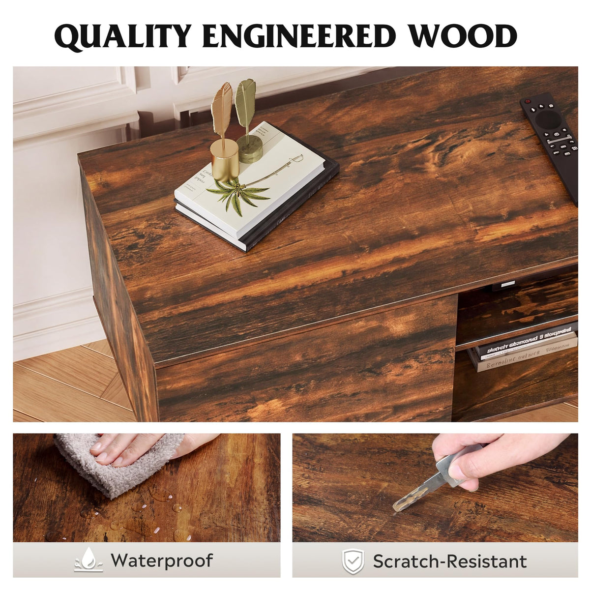TV Stand with 2 Cabinets Storage & Adjustable Shelf B61337