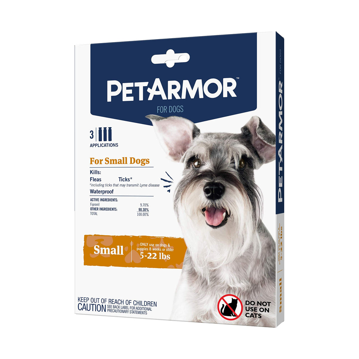Flea & Tick Topical Dogs 5-22 lbs, Fipronil, 3-Month W611627