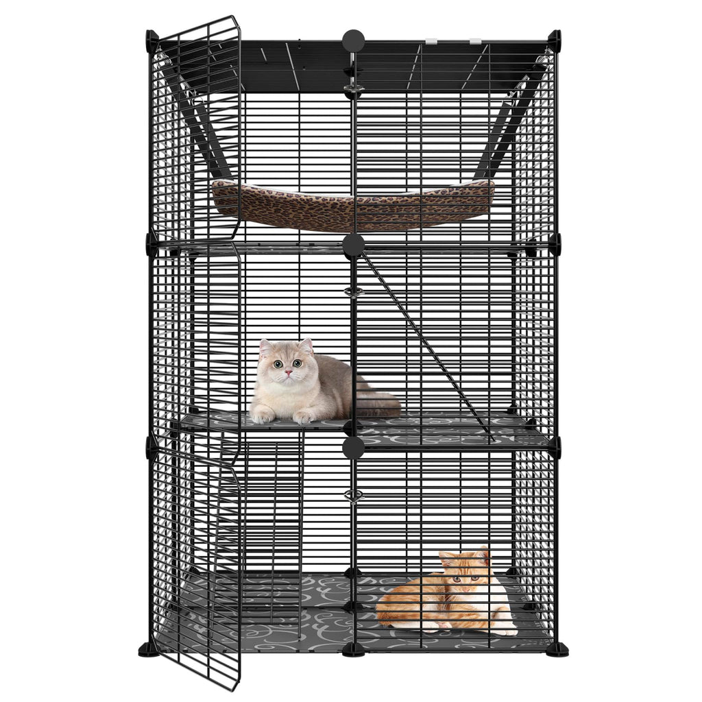 3-Tier Metal Wire Cat Cage with Hammock Y7265