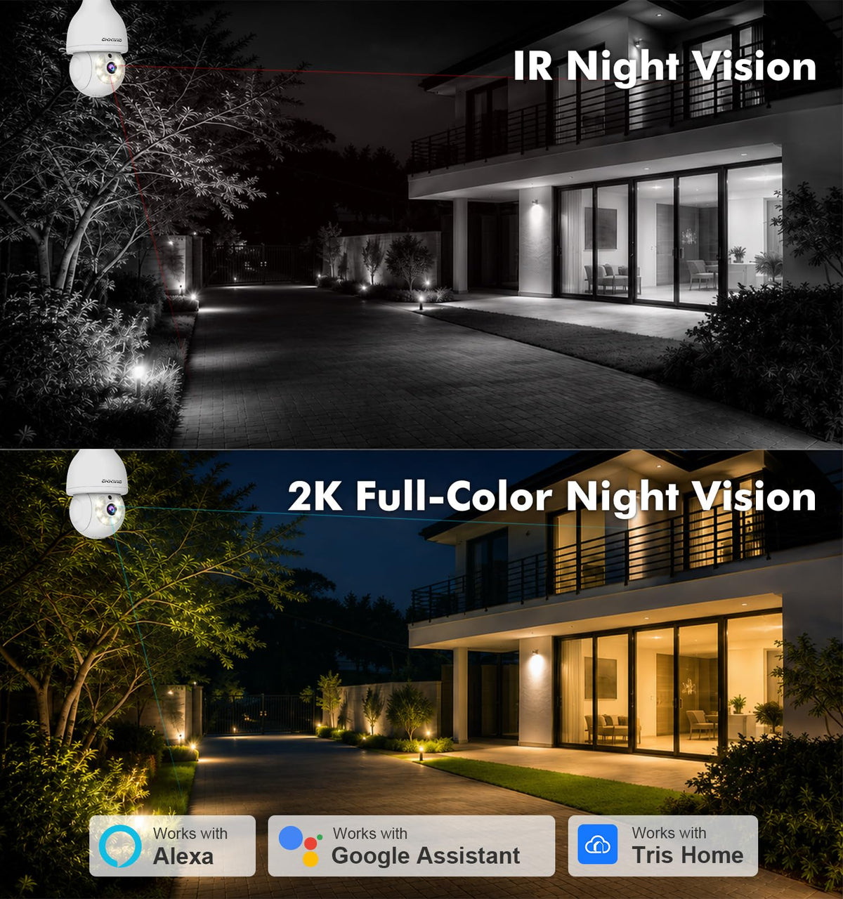 2K Light Bulb Security Camera, 5G/2.4G WiFi, 2 Pack B45473