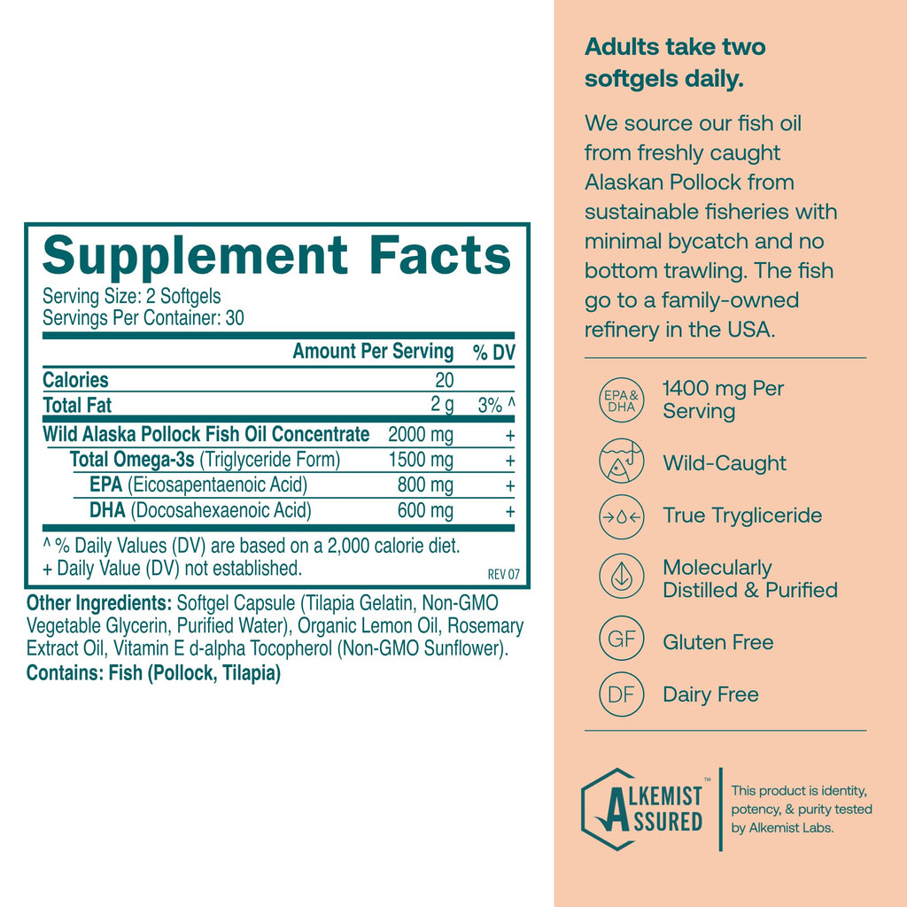 Omega-3 Fish Oil 60 Softgels 1400 mg EPA DHA R347021