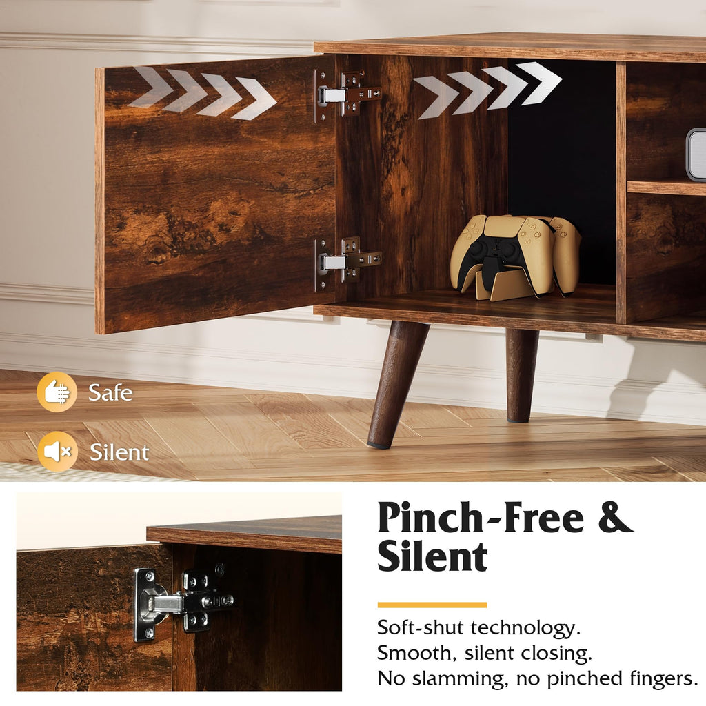 TV Stand with 2 Cabinets Storage & Adjustable Shelf B61337