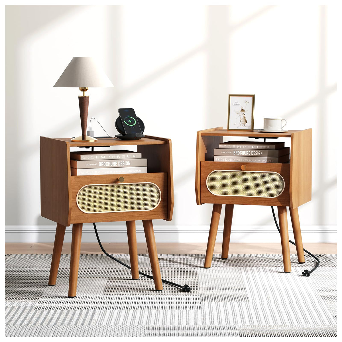 Mid Century Modern Nightstand Set of 2 H429