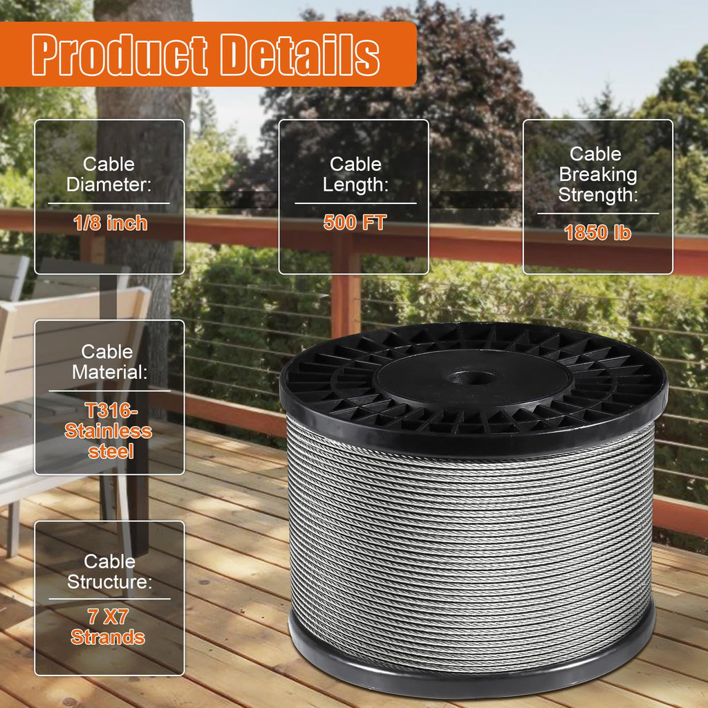 1/8" Stainless Steel Cable with a Cutter F712
