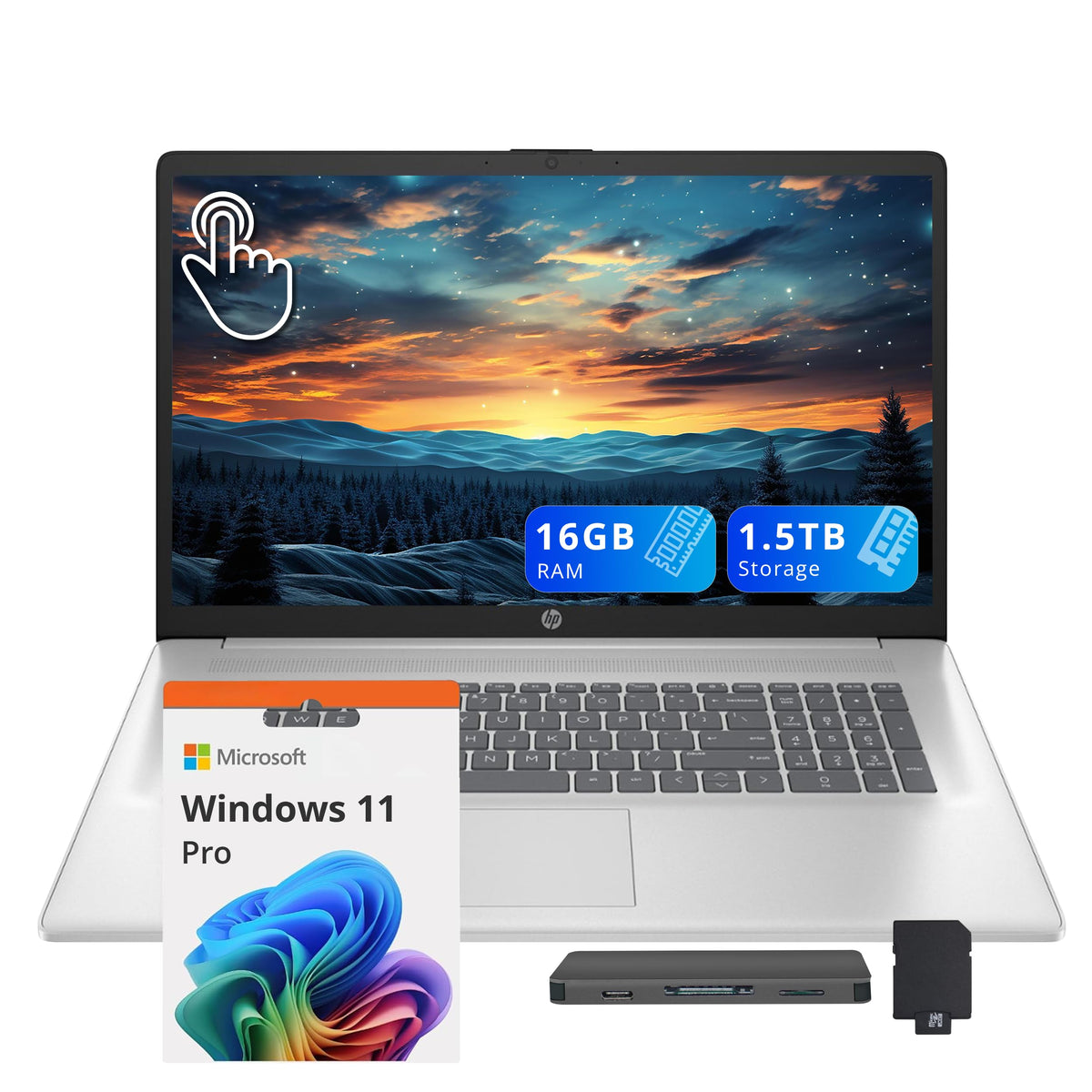 17.3" HD+ Touchscreen Laptop, AMD Ryzen 5, 16GB RAM, 1.5TB Storage, Silver J4426
