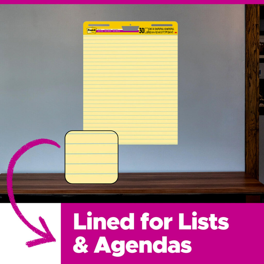 Yellow Lined Self Stick Flip Chart Paper K75667