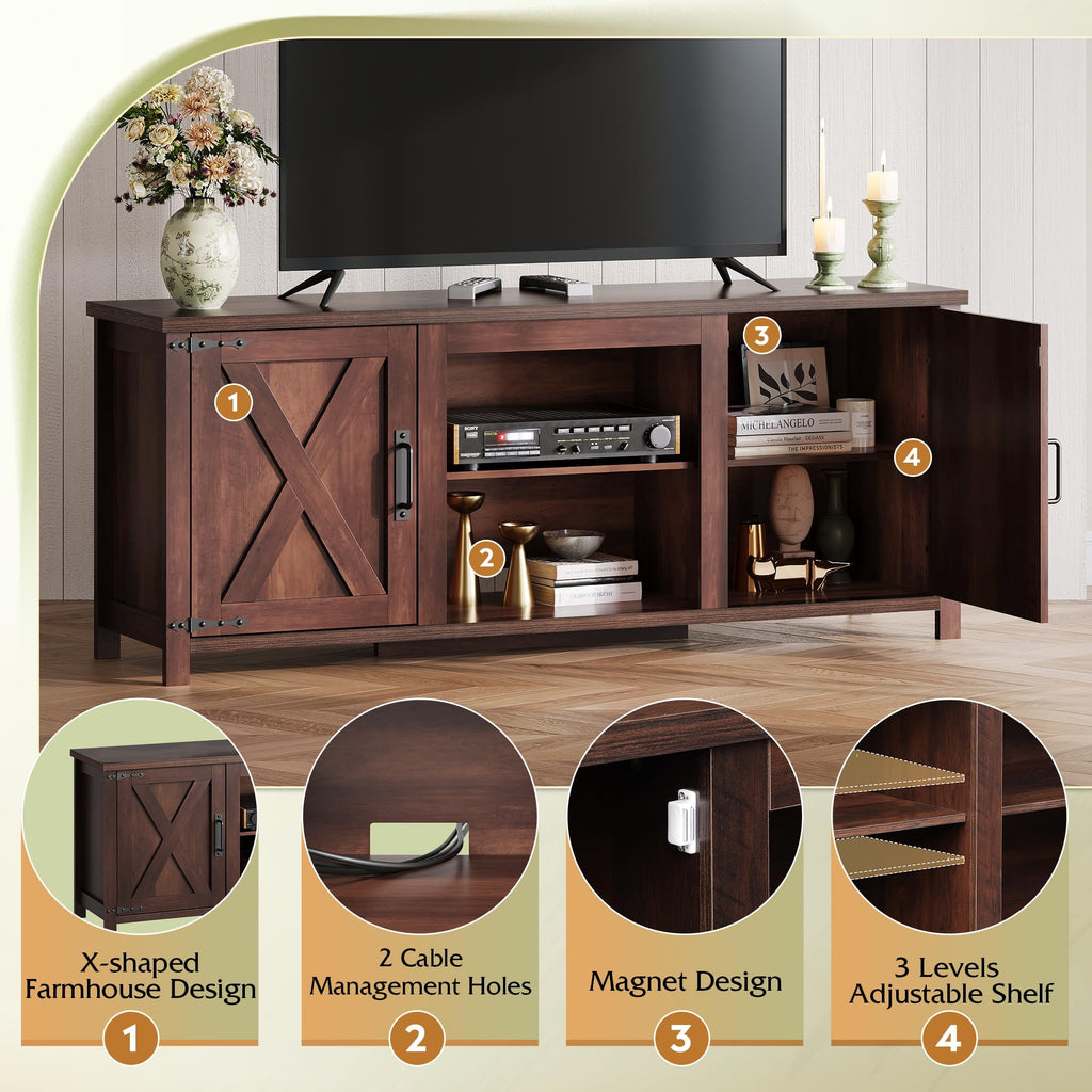 Farmhouse TV Stand Up to 65" Brown J26430