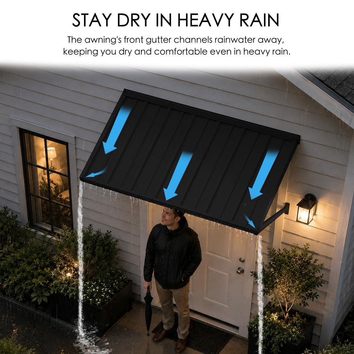 Adjustable Door Window Awning 42"W×32" W40791