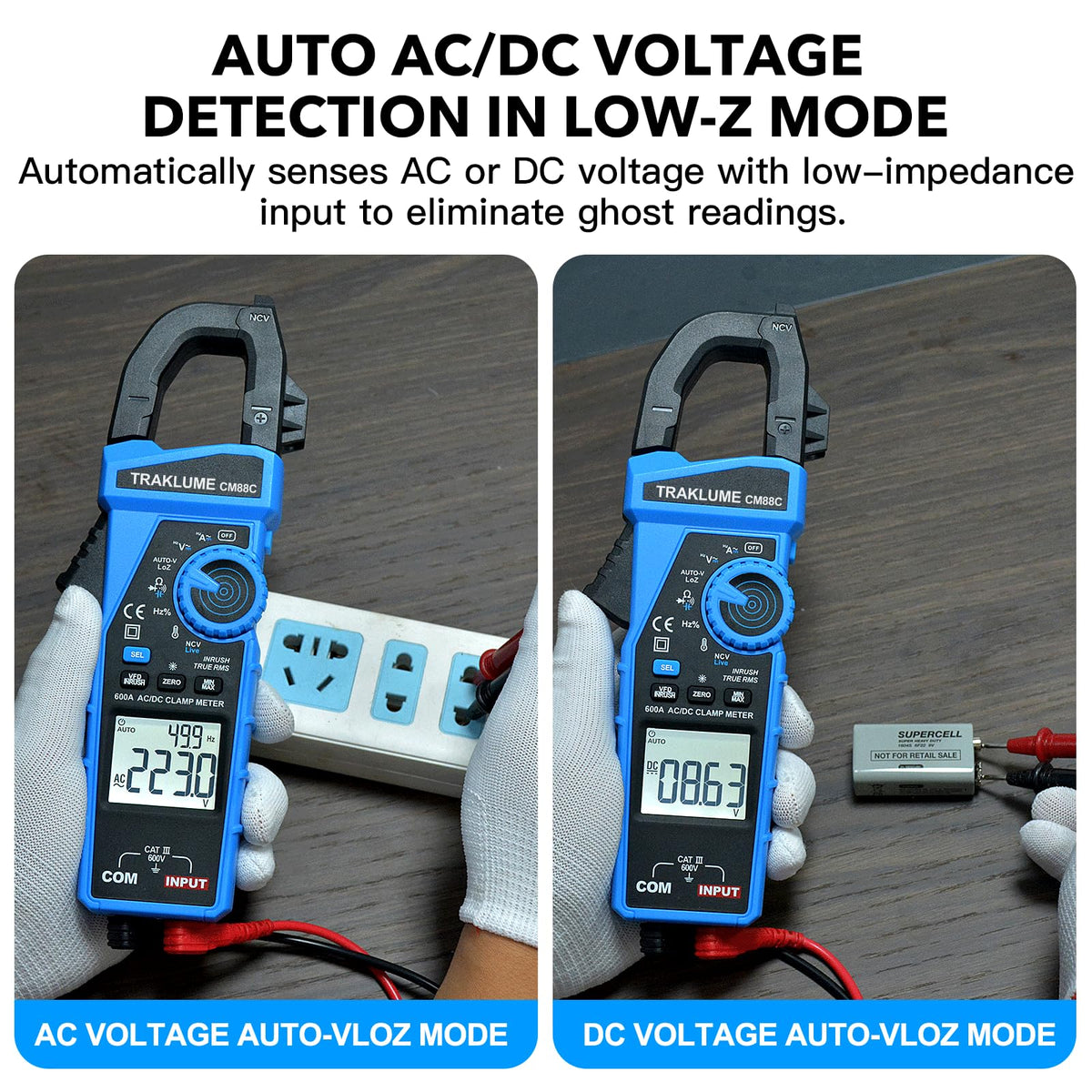 600A AC/DC TRMS Clamp Meter Multimeter U4985