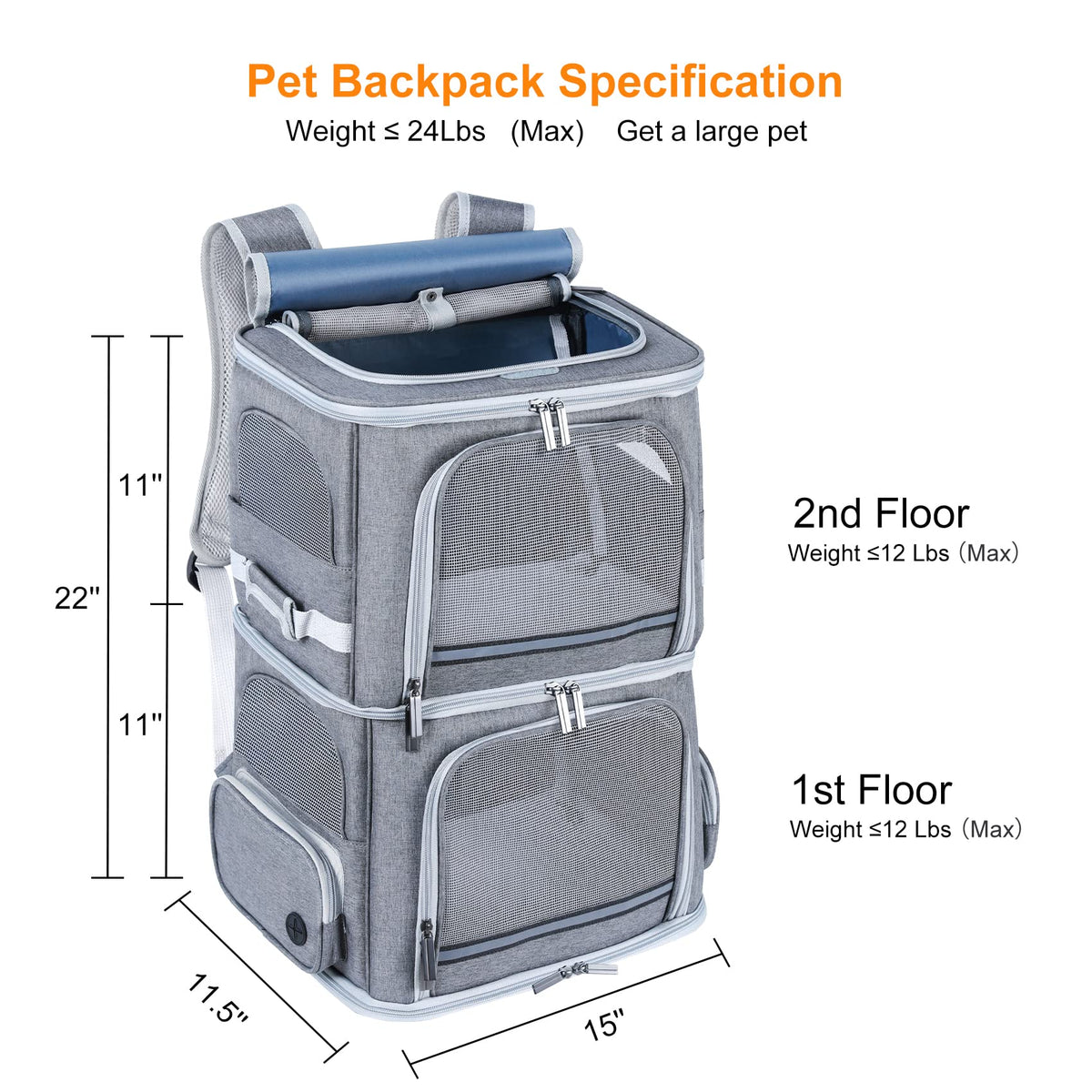 Double Compartment Pet Carrier Backpack U493108