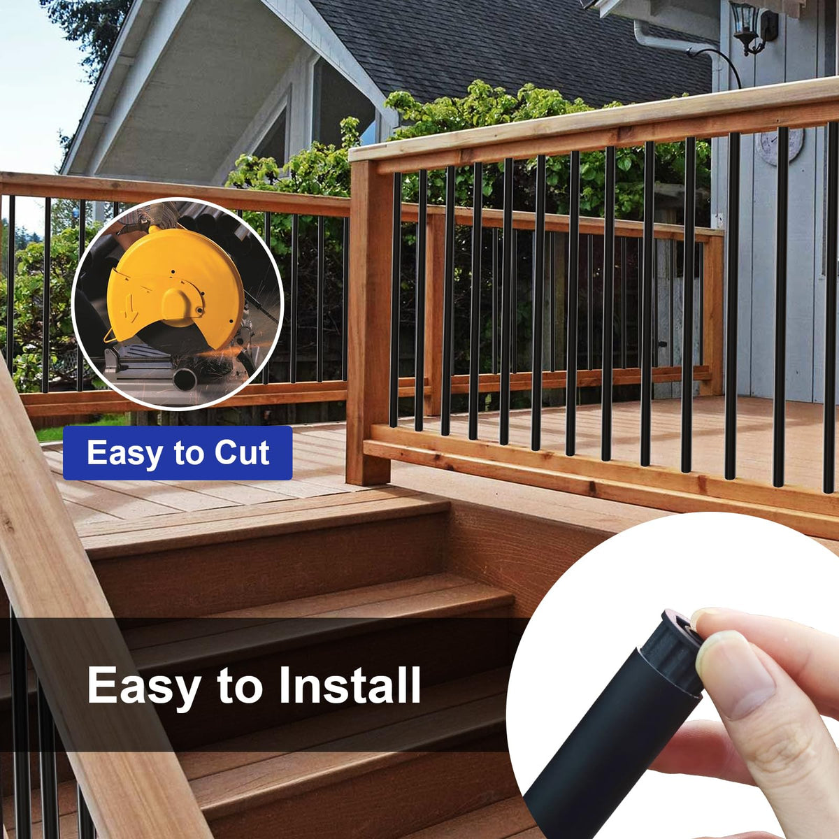 26" Black Aluminum Deck Balusters 120 Pack V617