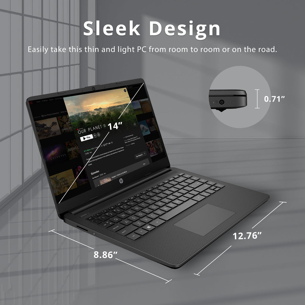 14-inch Laptop, Intel Celeron N4000, 4 GB RAM, 64 GB eMMC, Jet Black A157837