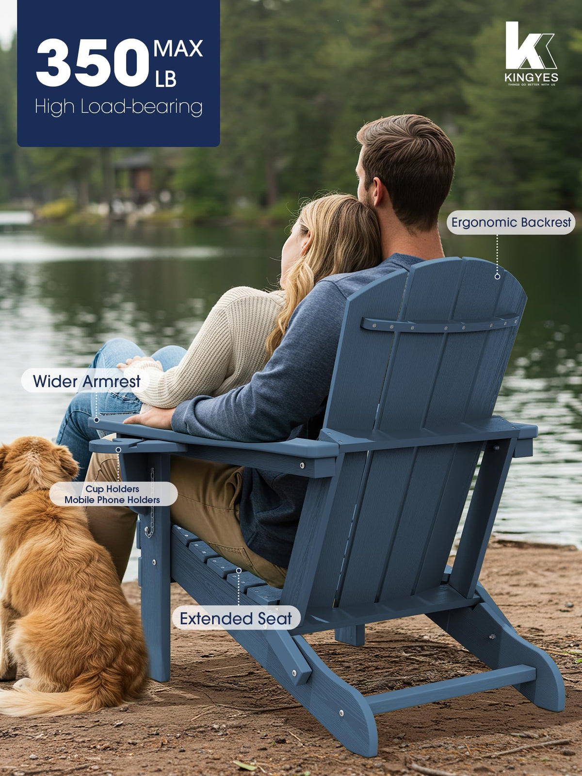 Folding Adirondack Chair Set of 2 with 2 Cup Holders K25369