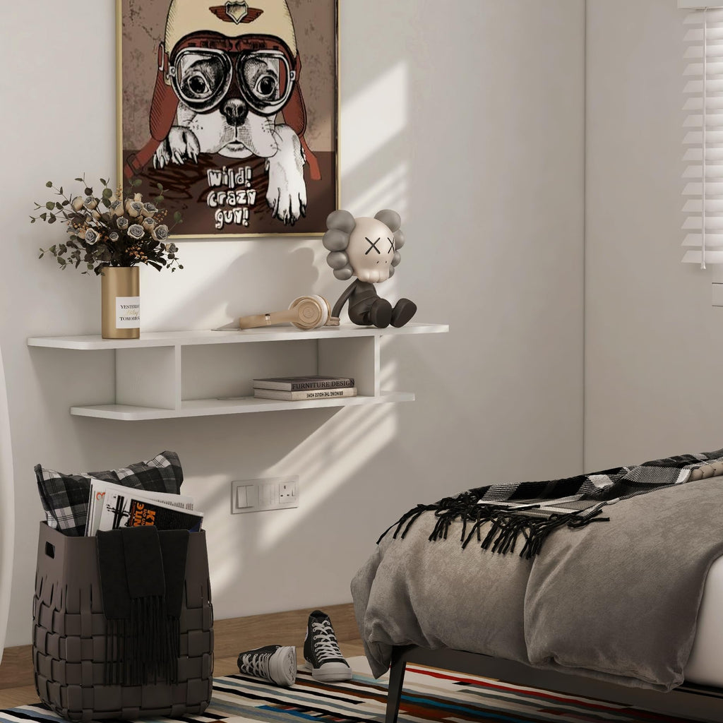 White Floating Wall Mounted TV Stand with Storage M470