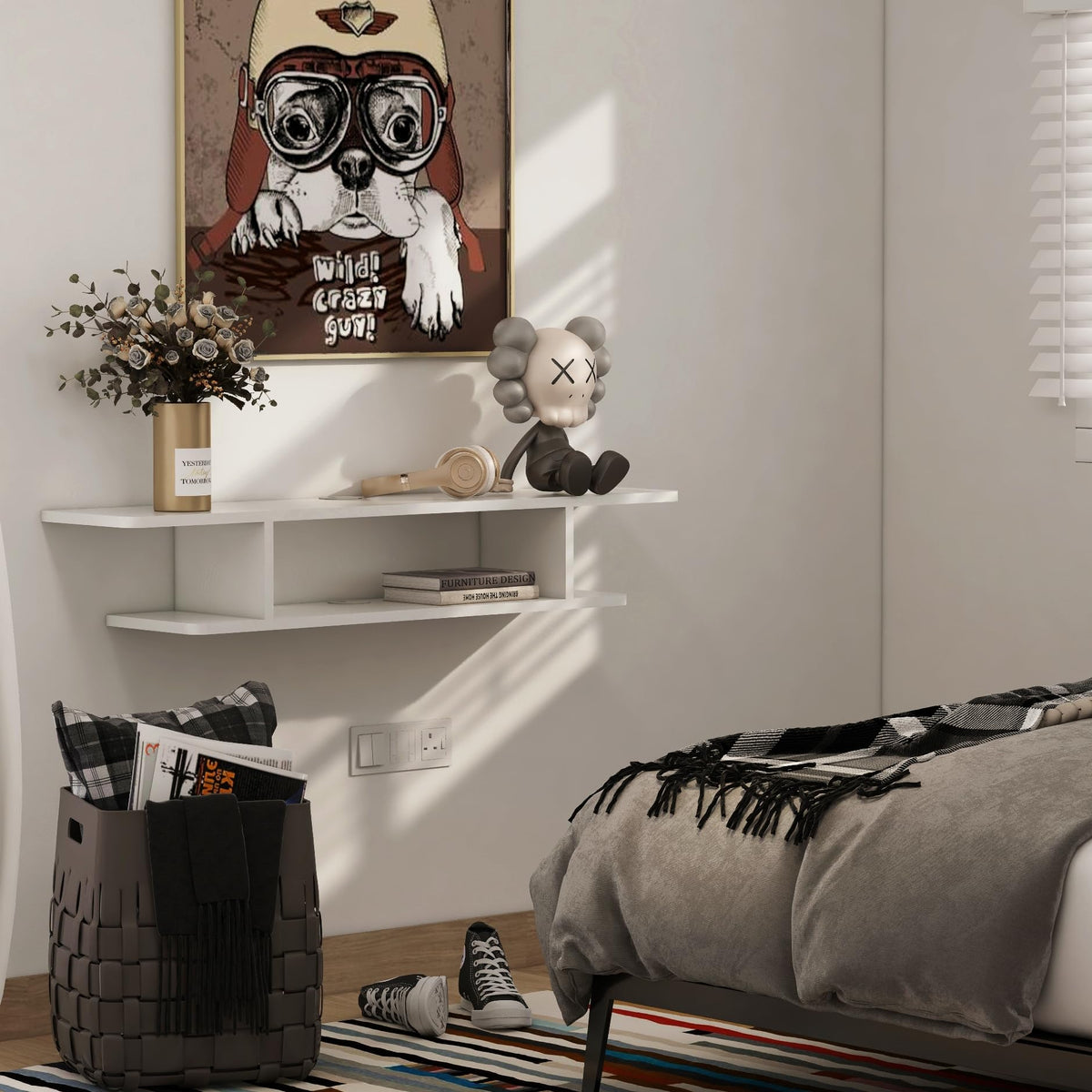 White Floating Wall Mounted TV Stand with Storage M470
