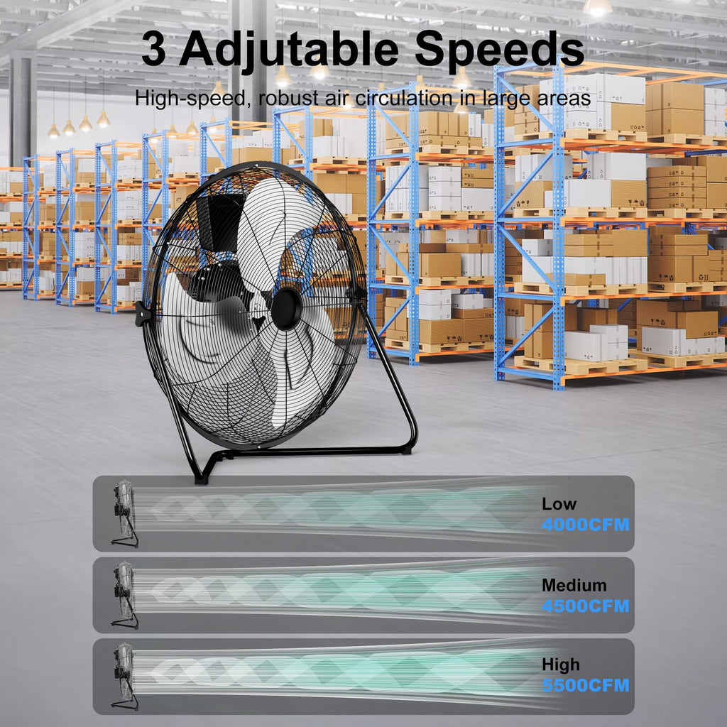 20 Inch 3 Speed High Velocity Metal Industrial Floor Fan X214