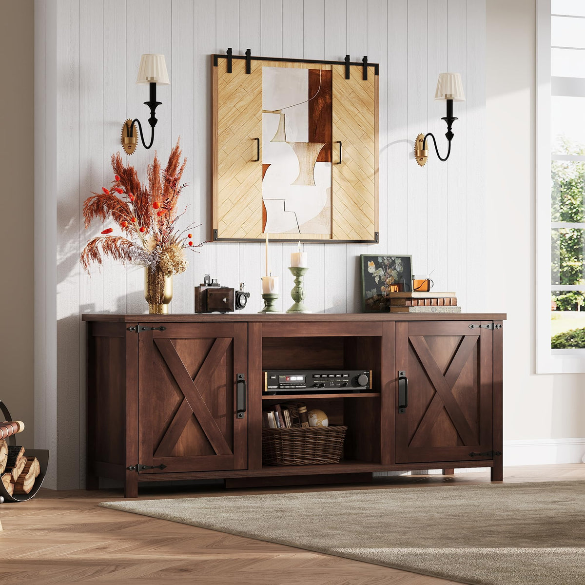 Farmhouse TV Stand Up to 65" Brown J26430