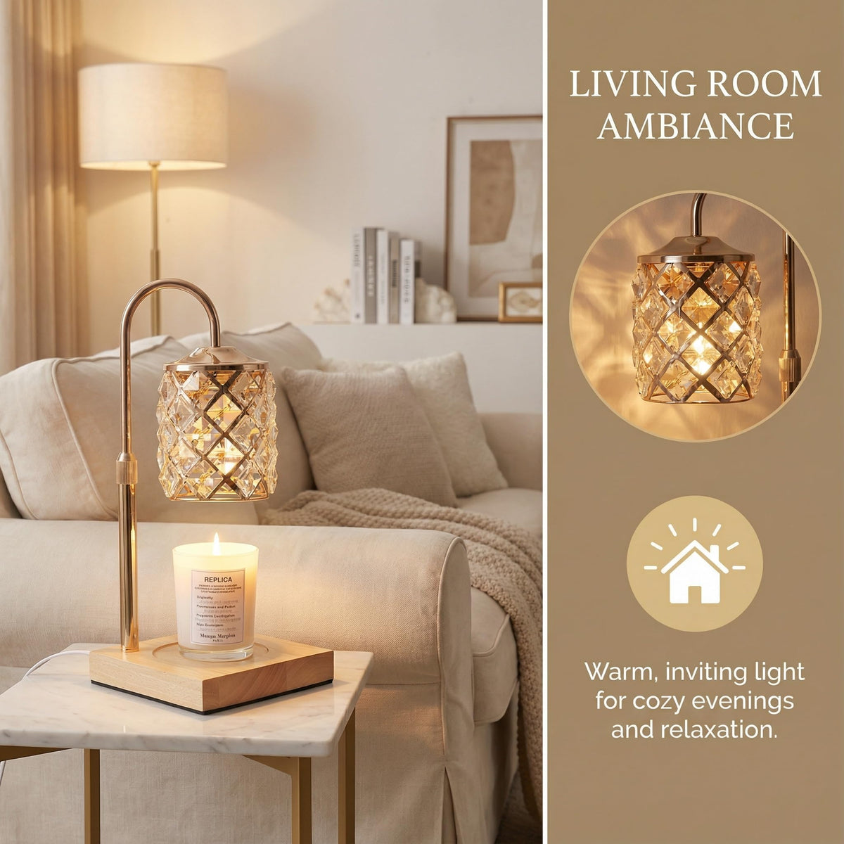 Dimmable Height Adjustable Candle Warmer Lamp with Timer and Remote L3344