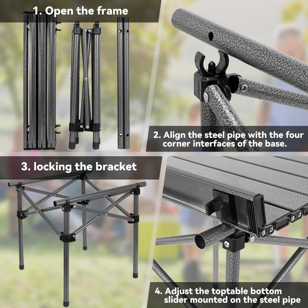Portable Folding Aluminum Camping Table with Carry Bag J202827