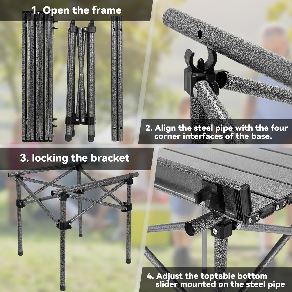 Portable Folding Aluminum Camping Table with Carry Bag J202827