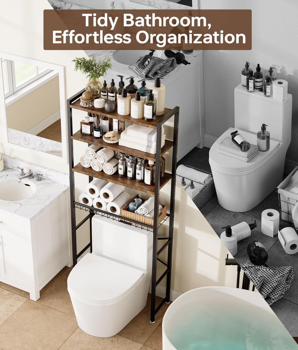 Brown 4-Tier Over-the-Toilet Storage Rack S583