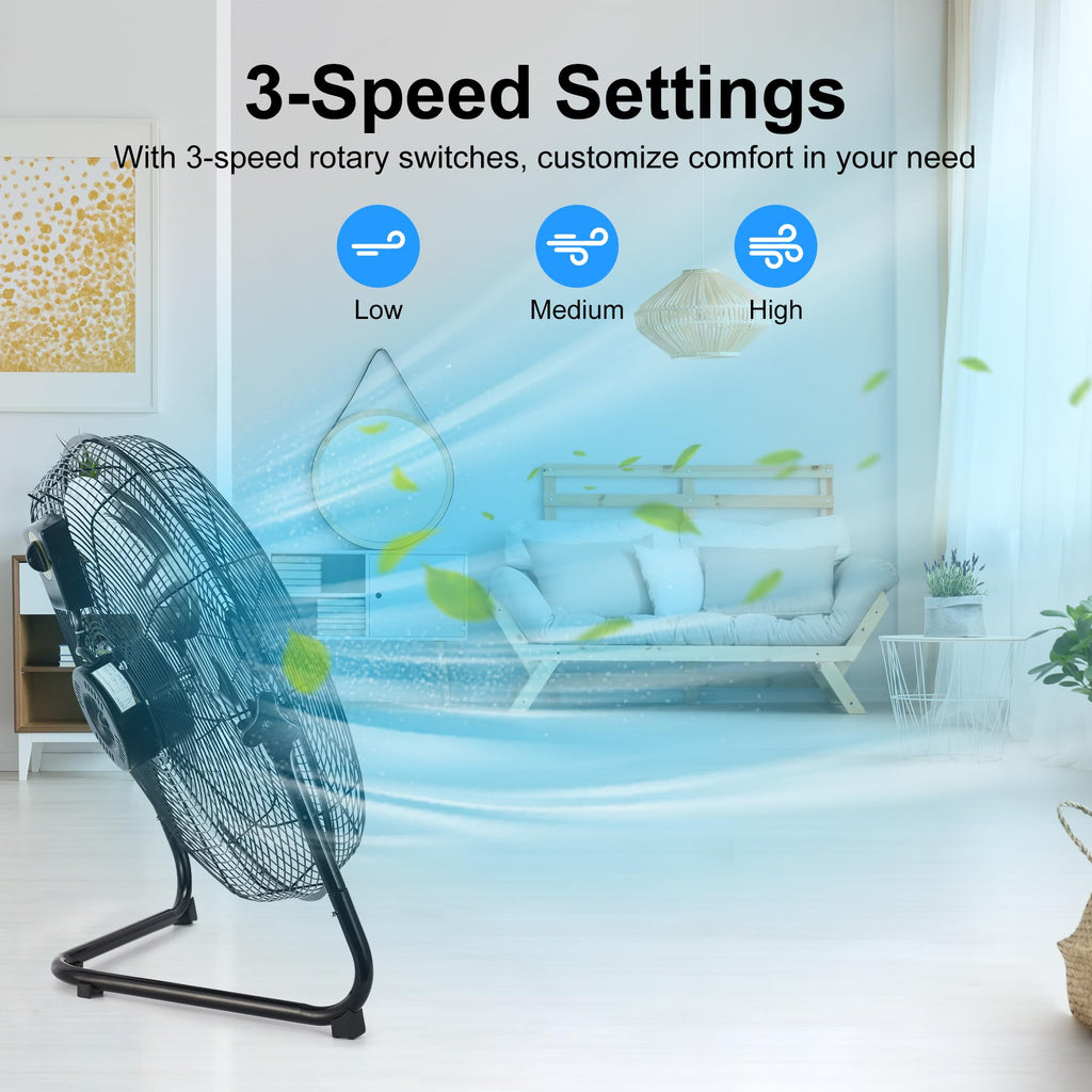 20 Inch 3 Speed High Velocity Metal Industrial Floor Fan X214