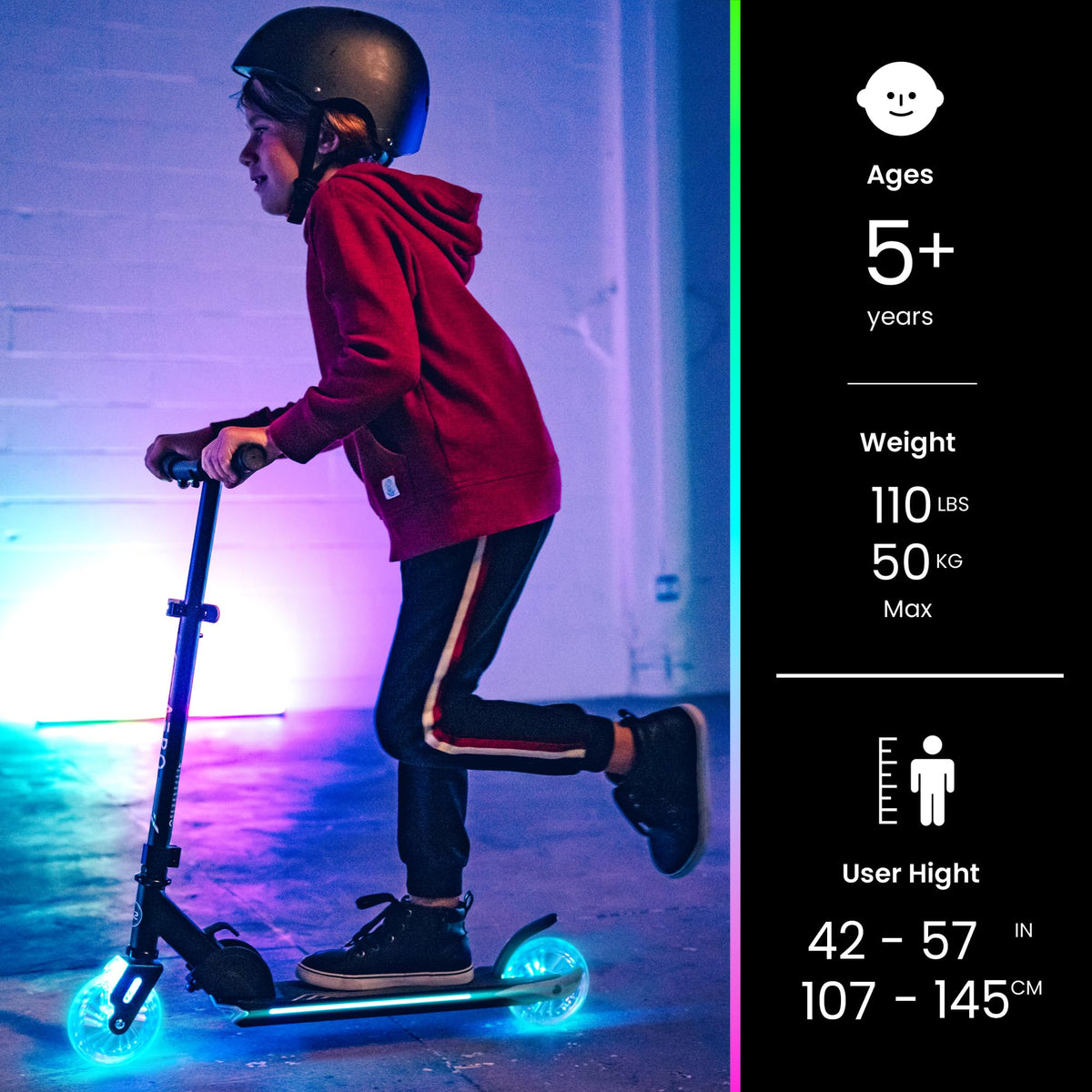 Two-Wheel Kick Scooter for Kids 5-8 with RGB Lights E4287