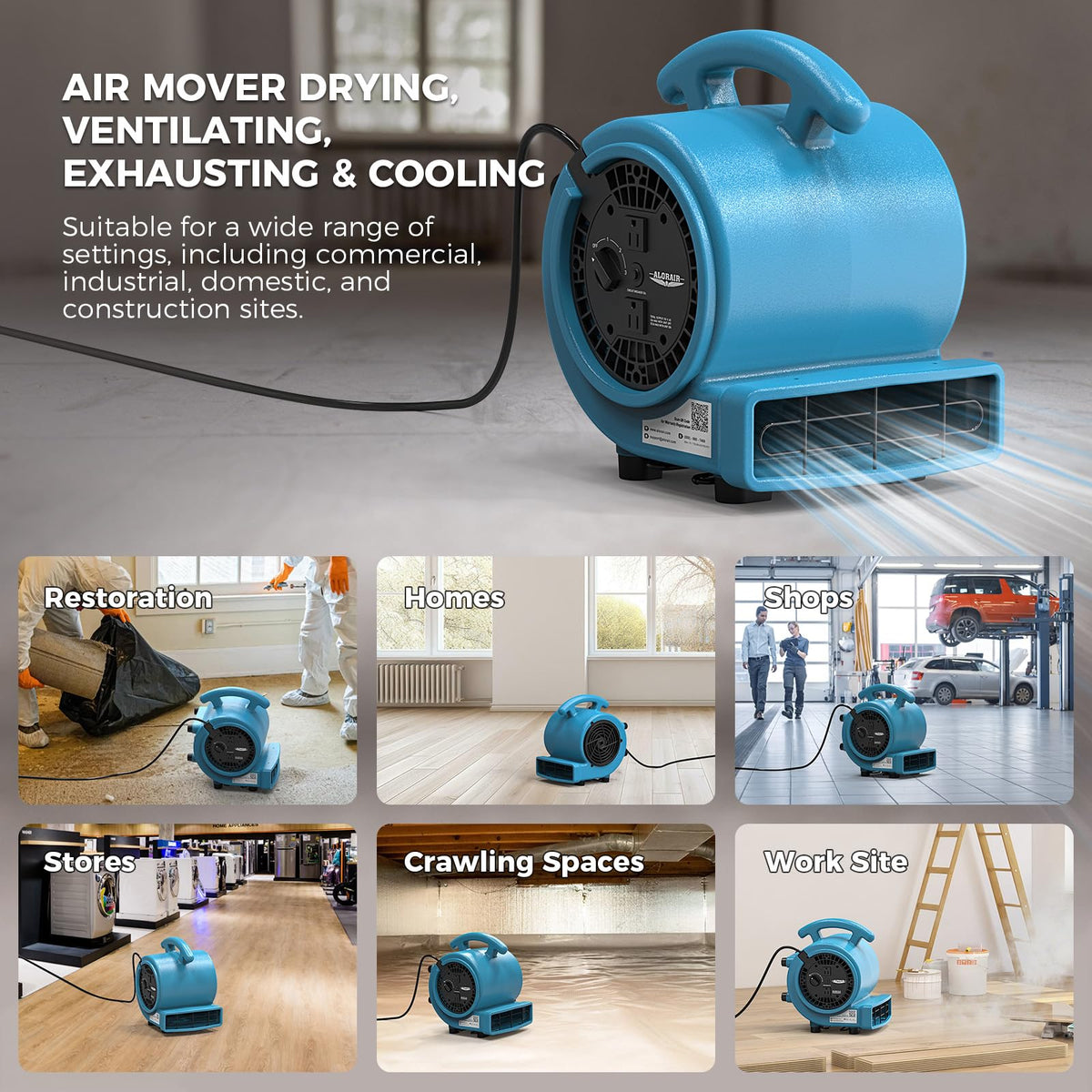 1000 CFM 3 Speed Air Mover Floor Fan B71123