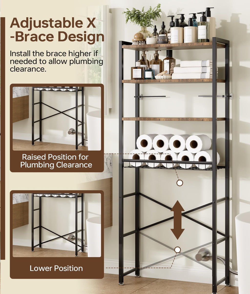 Brown 4-Tier Over-the-Toilet Storage Rack S583