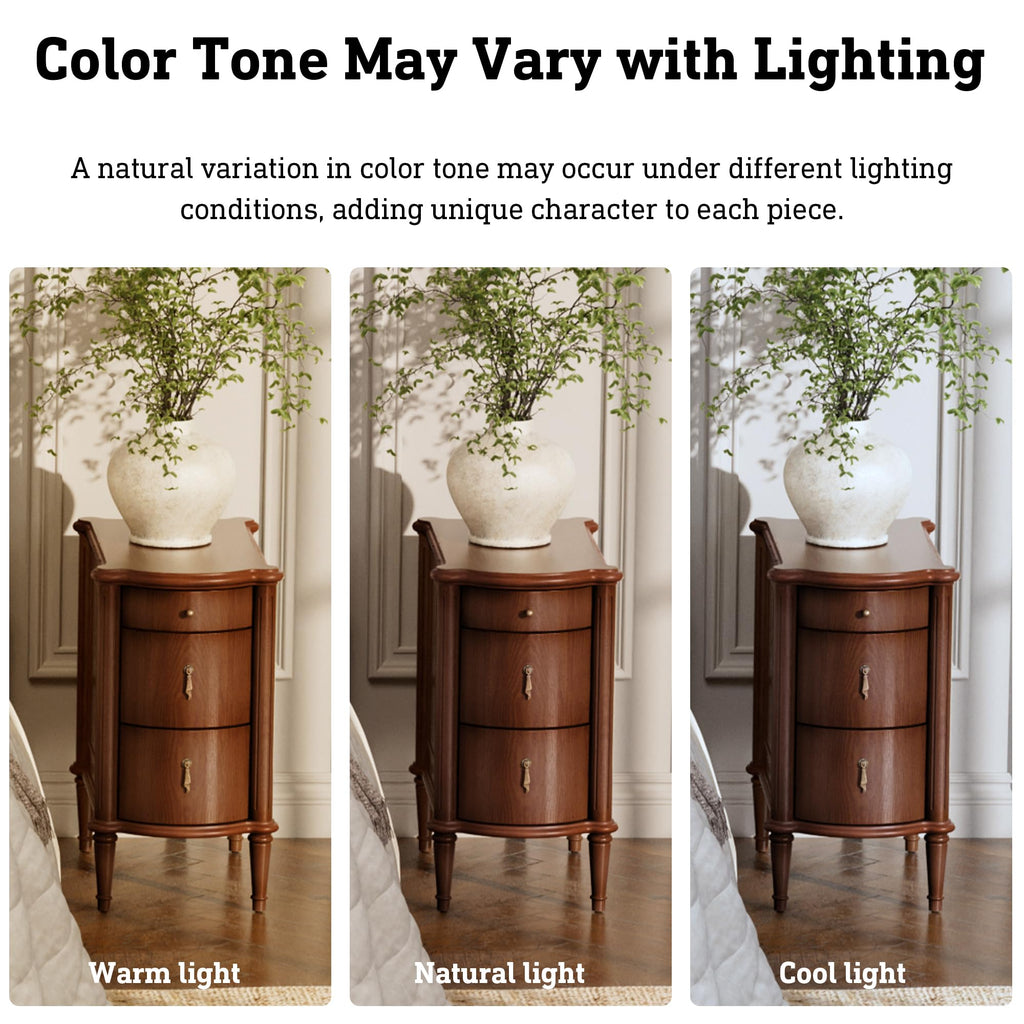 Brown Set of 2 Nightstand with Charging Station and 3 Drawers B998251