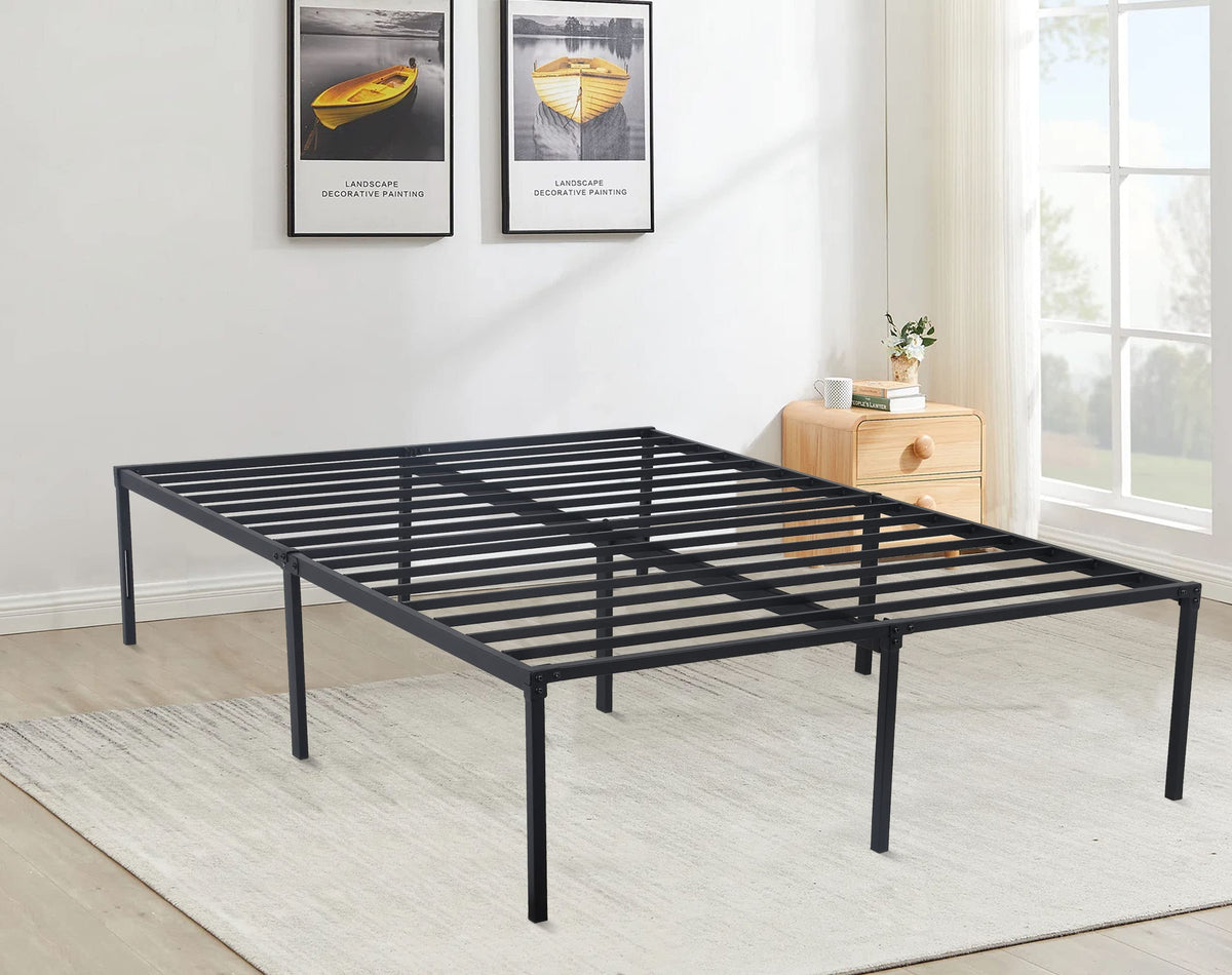 18 Inch Black Metal Full Size Platform Bed Frame with Storage Z858798