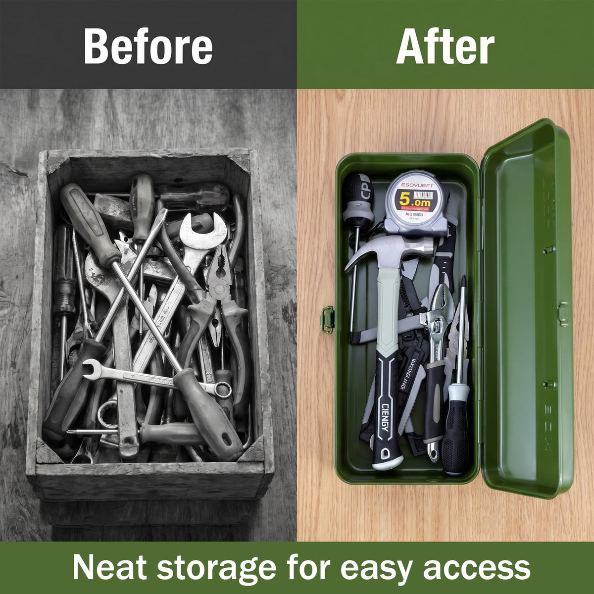 15-Inch Green Metal Storage Box with Lock Y1332
