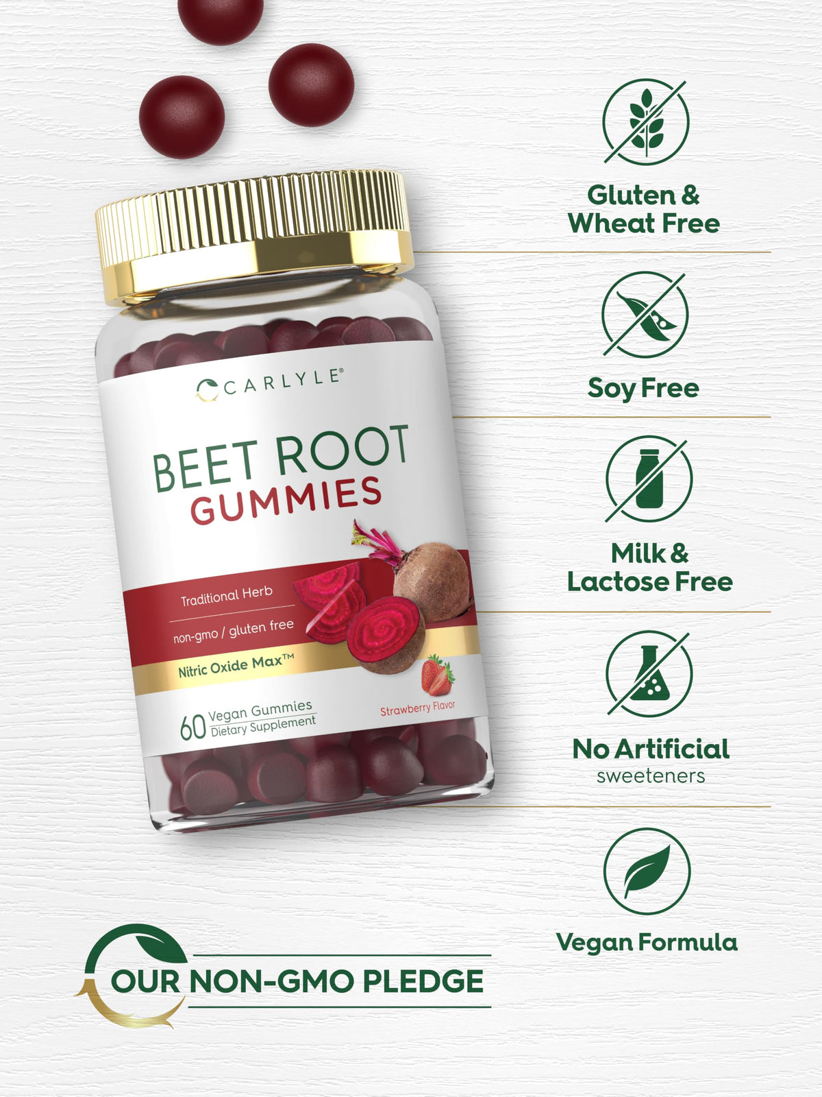 Beet Root Gummies 60 Count Strawberry Flavor A2967