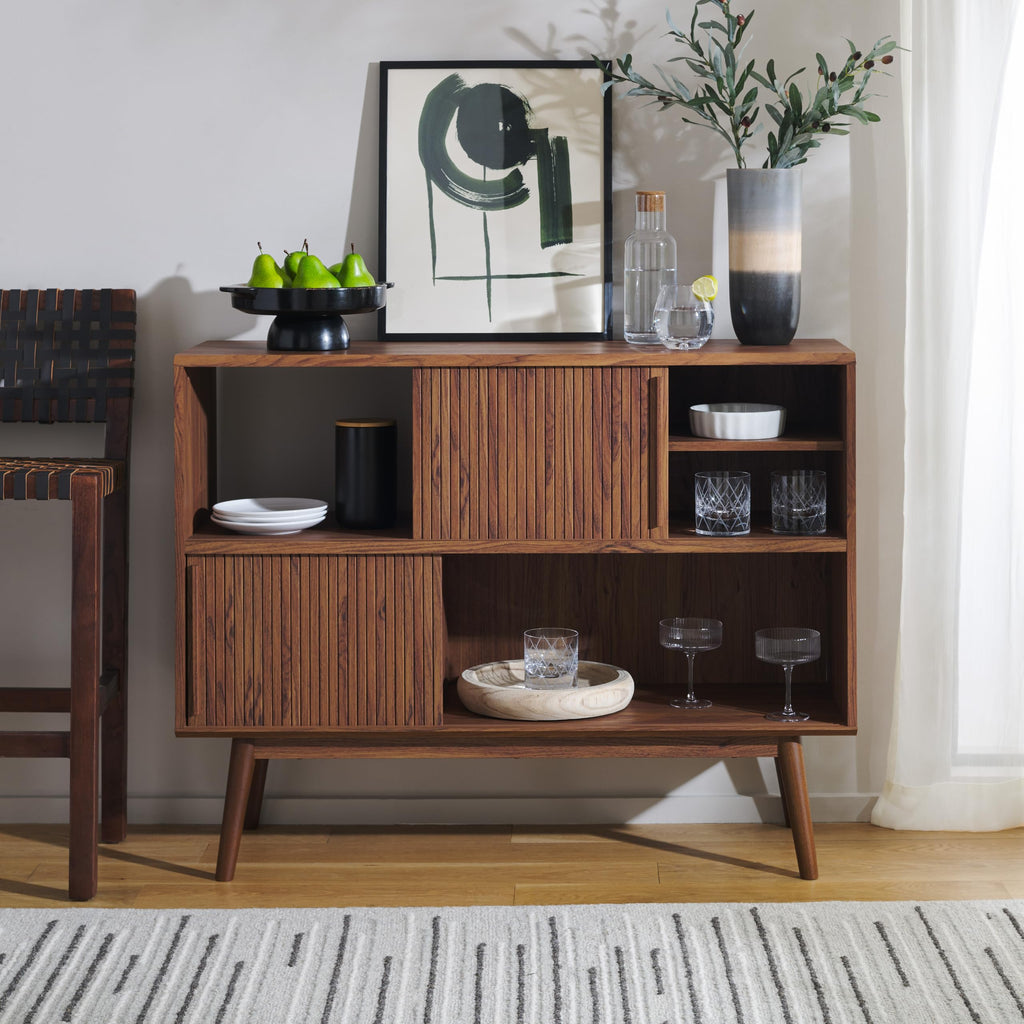 Walnut Brown TV Stand with Sliding Door T339900