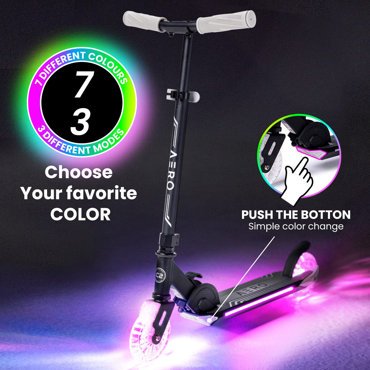 Two-Wheel Kick Scooter for Kids 5-8 with RGB Lights E4287