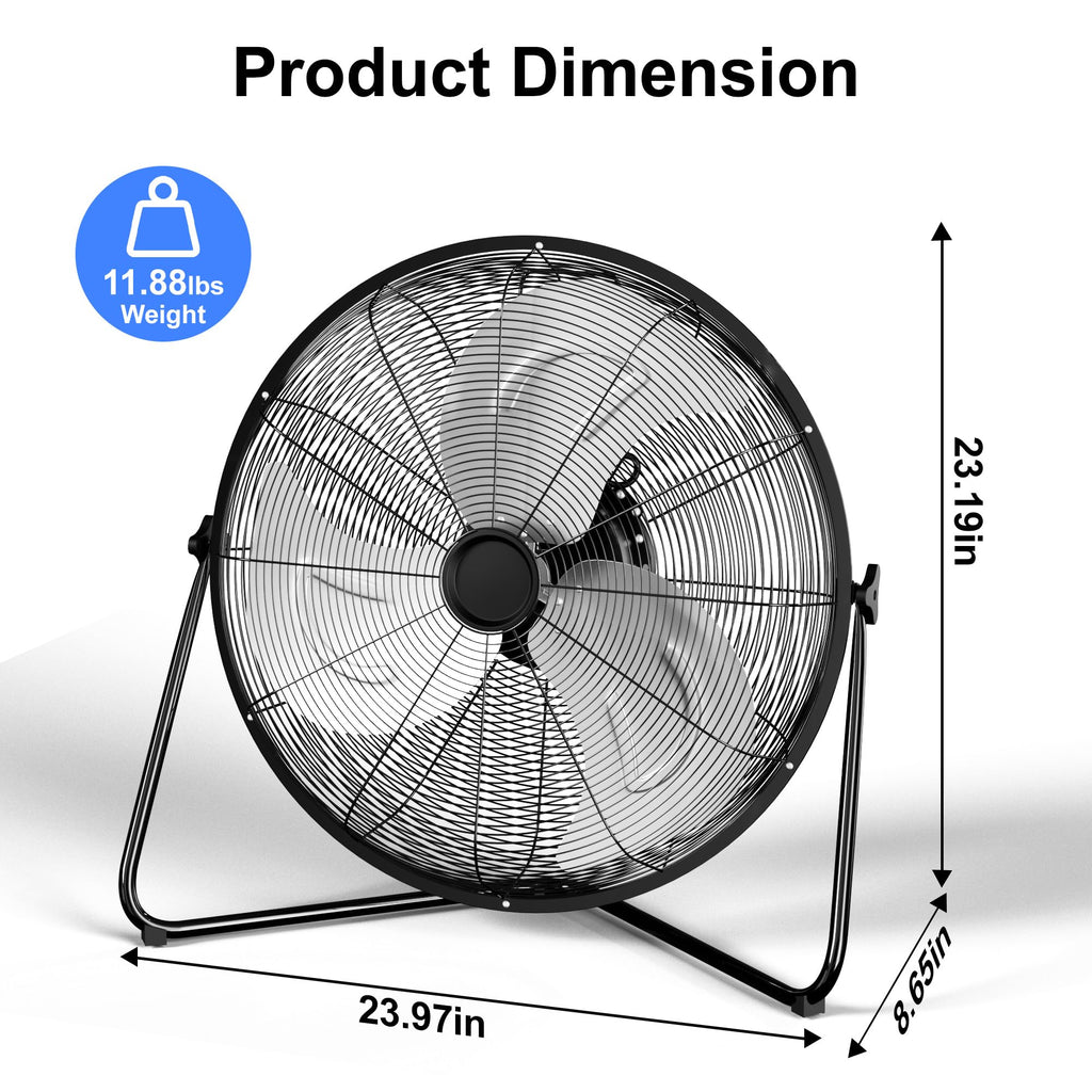20 Inch 3 Speed High Velocity Metal Industrial Floor Fan X214