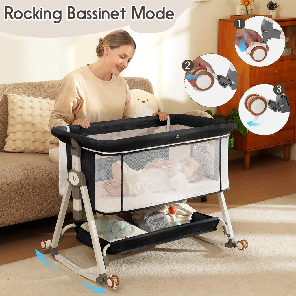 3 in 1 Baby Bassinets Bedside Sleeper with Storage Basket F805200