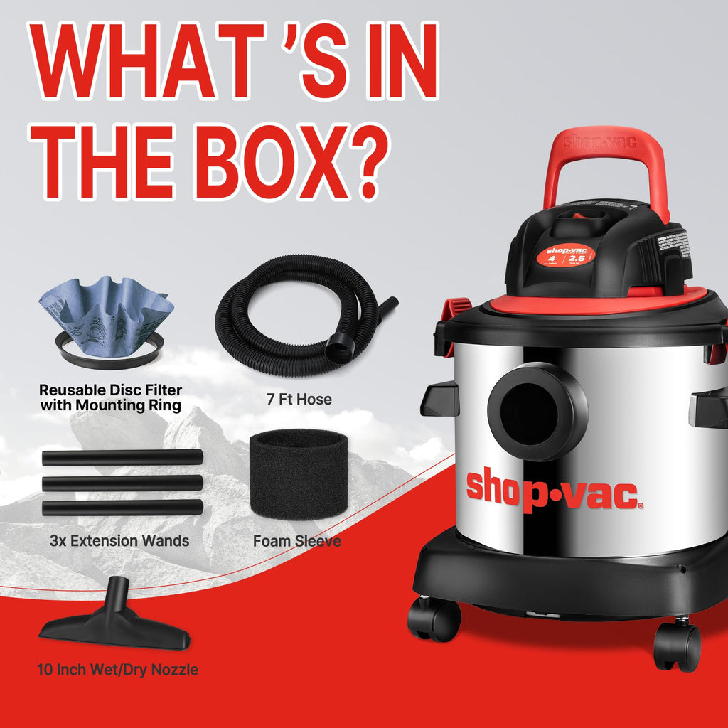 Wet/Dry Vacuum Cleaner, 4 Gallon, 2.5 Peak HP C27570