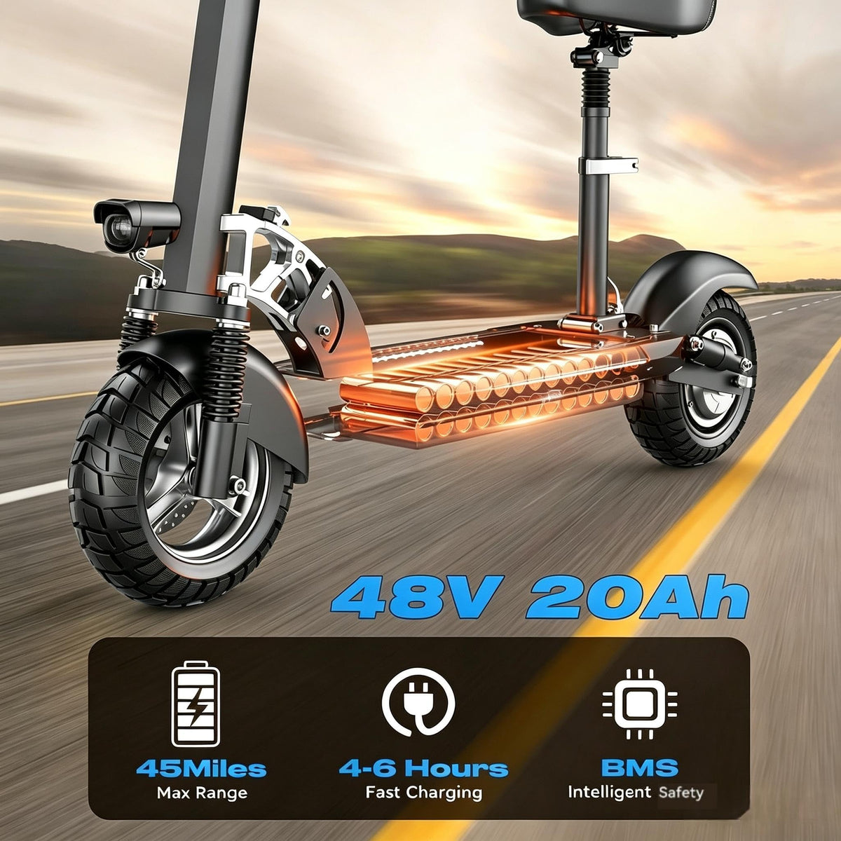 800W 45 Mile Range 25 Mph Foldable Electric Scooter with Seat Z785