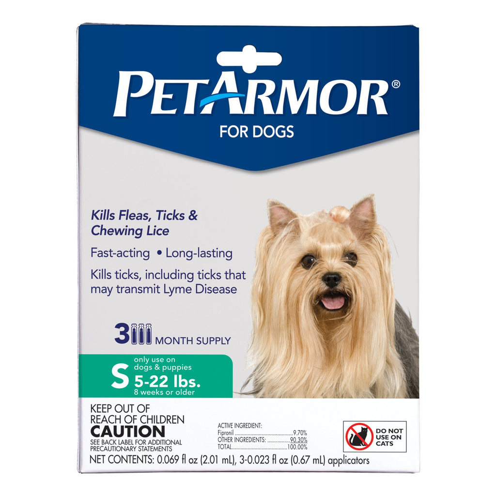 Flea & Tick Topical Dogs 5-22 lbs, Fipronil, 3-Month W611627