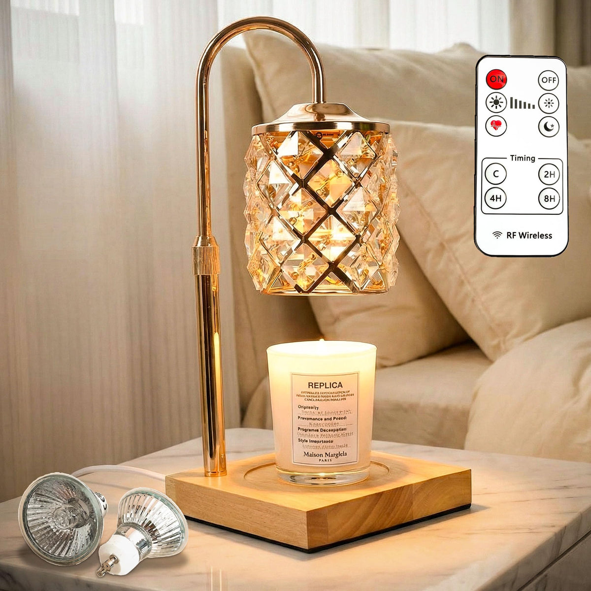 Dimmable Height Adjustable Candle Warmer Lamp with Timer and Remote L3344