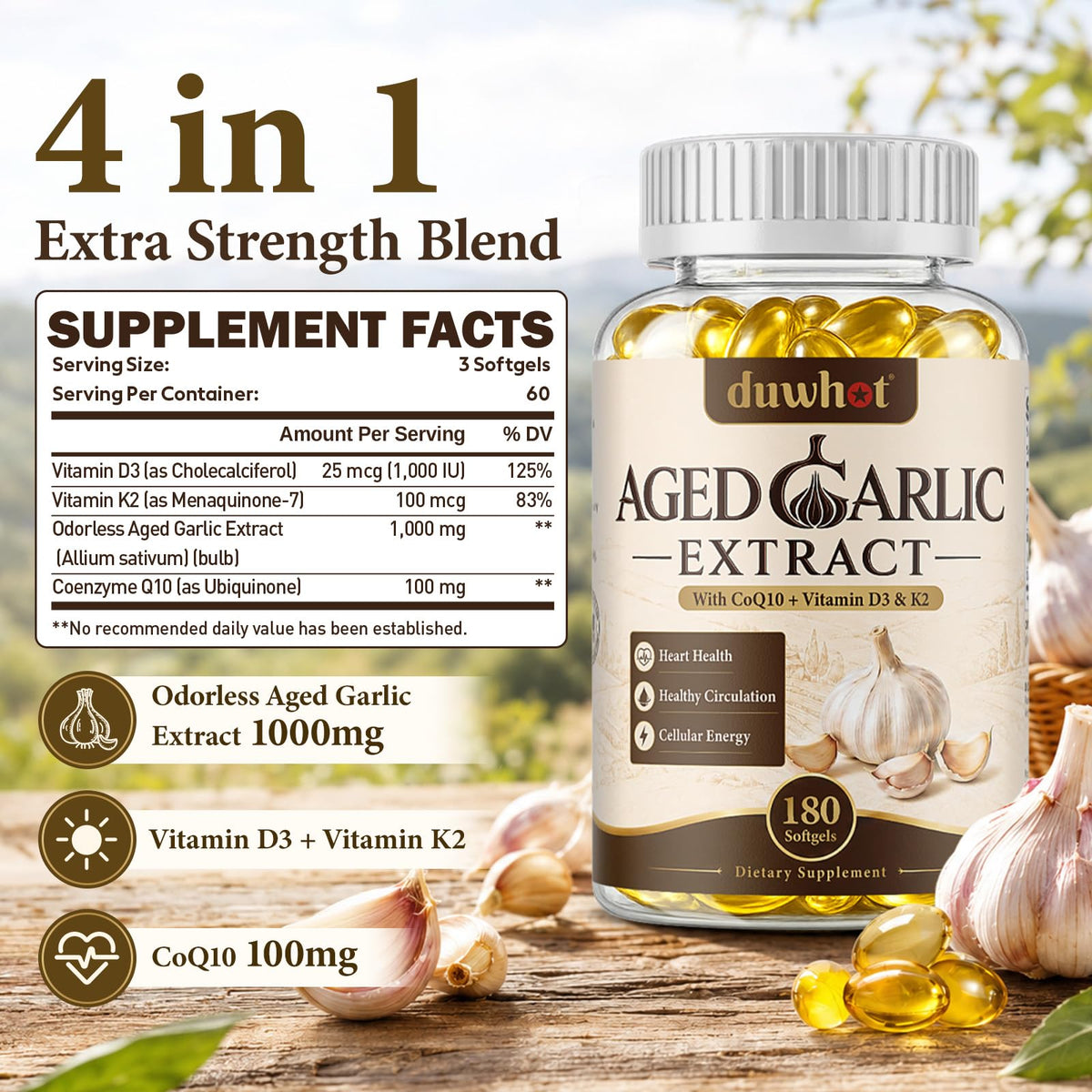 Aged Garlic Extract Capsules, 180 Softgels K83243
