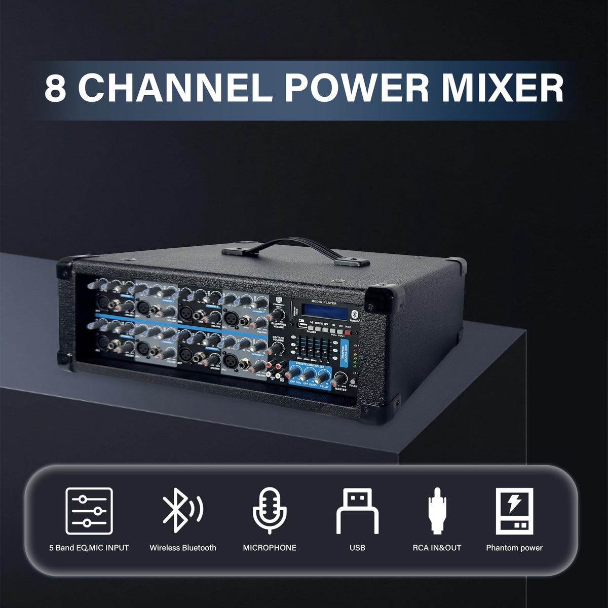 2400W Bluetooth PA Speaker System with Powered Mixer and Passive Speakers T560020