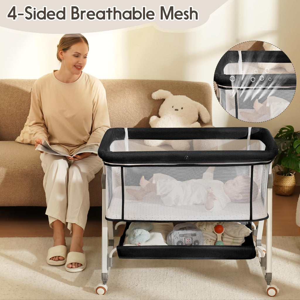 3 in 1 Baby Bassinets Bedside Sleeper with Storage Basket F805200