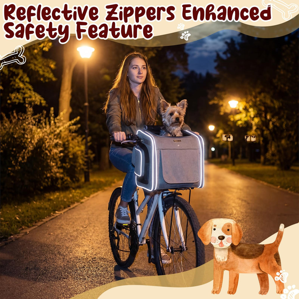 Dog Bike Basket for Small Dogs up to 8 kg, Gray F2816