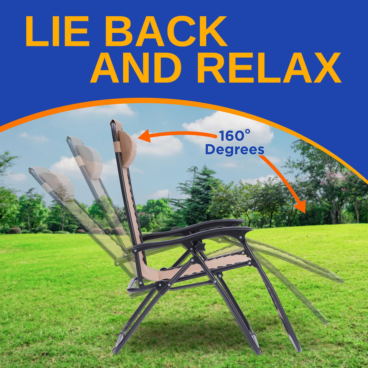 Zero Gravity Outdoor Lounge Chairs 2 Pack Folding Recliners with Side Table Cup Holder Y108